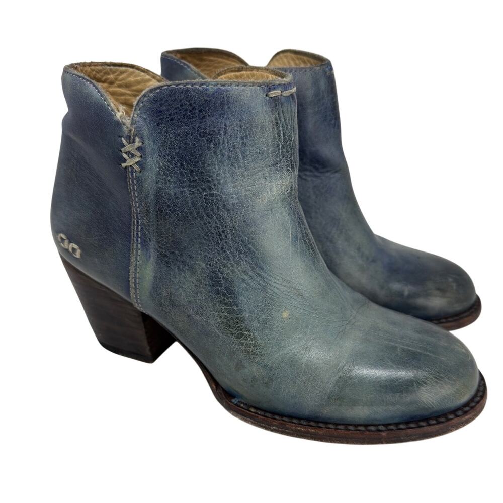 BED|STU Cobbler Series YELL Blue Rustic Ankle Booties 7.5